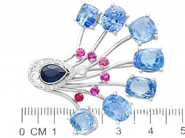 Sapphire Ruby and Diamond Brooch Size 