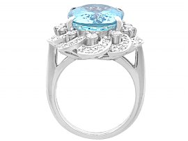 Aquamarine and Diamond White Gold Dress Ring 