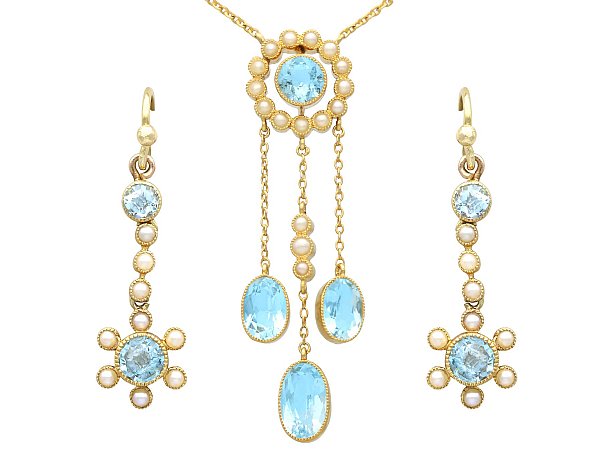 Aquamarine Necklace and Earring Set