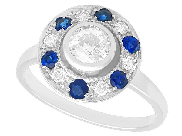 Sapphire and Diamond Halo Style Ring 