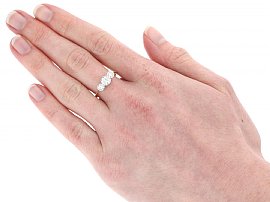 3 Diamond Wedding Ring Gold  Wearing Image