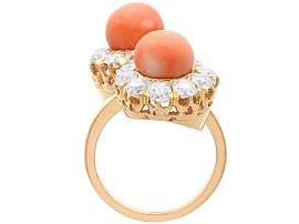 Diamond and Coral Dress Ring in Rose Gold