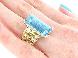 Aquamarine Cocktail Ring on the Hand