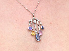 Sapphire and Diamond Pendant on the Neck