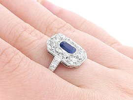 1 Carat Sapphire and Diamond Ring on Hand