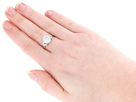 Diamond Solitaire with Diamond Shoulders Being Worn 