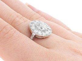 1930s Diamond Platinum Ring in the UK Being Worn