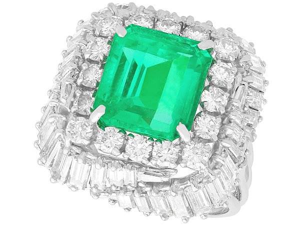 Vintage Emerald Cut Emerald Ring with Diamonds