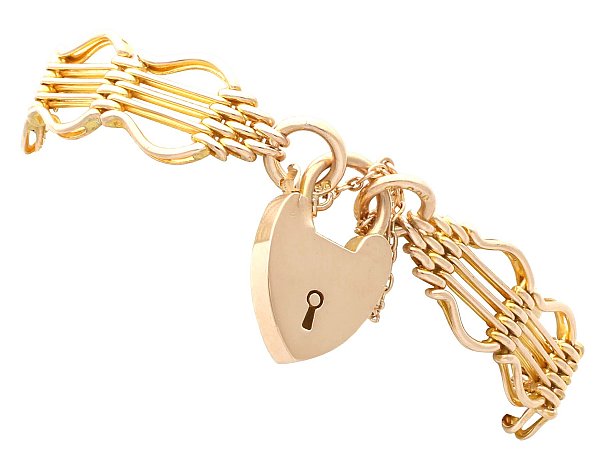 Gold Heart Padlock Bracelet UK