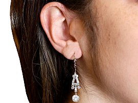 Wearing Image for Platinum Art Deco Diamond Earrings UK