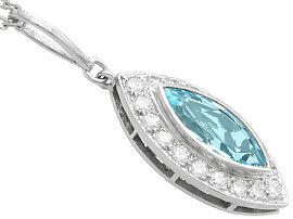 Aquamarine Diamond Platinum Necklace