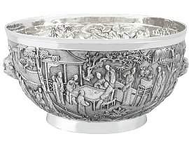 Silver Chinese Serving Bowl 