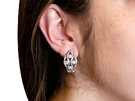 Wearing Image for Vintage Diamond Earrings for Women