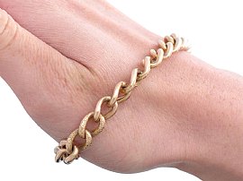 Antique Gold Chain Bracelet with Padlock Close Up 