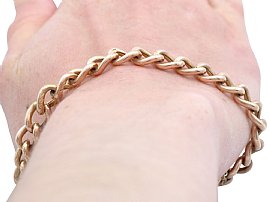Antique Gold Chain Bracelet with Padlock on hand