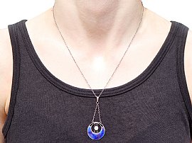 Silver and Enamel Pendant Necklace wearing