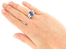 Wearing Image for Vintage Sapphire and Baguette Diamond Ring