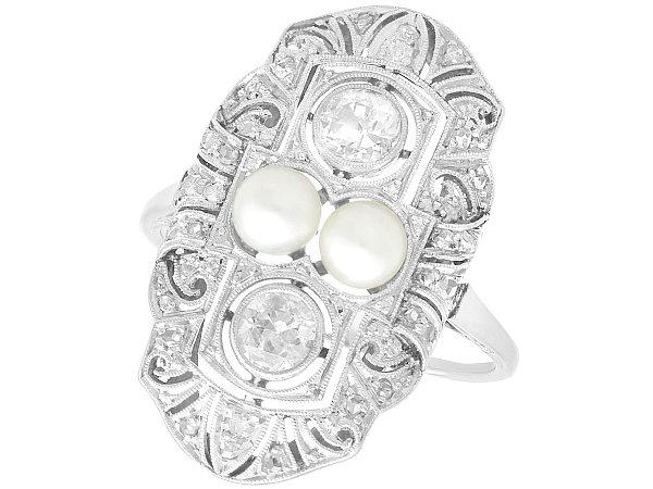 1920s Pearl Ring in White Gold for Sale