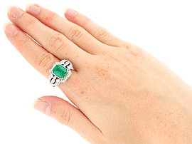 Wearing Image for Vintage Emerald and Diamond Cocktail Ring