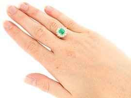 Wearing Image for Gold Diamond Emerald Cluster Ring