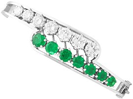 Vintage 3.20ct Emerald and 3.95ct Diamond Bangle 18ct White Gold