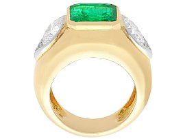 Emerald and Diamond Dress Ring in Yellow Gold for Sale