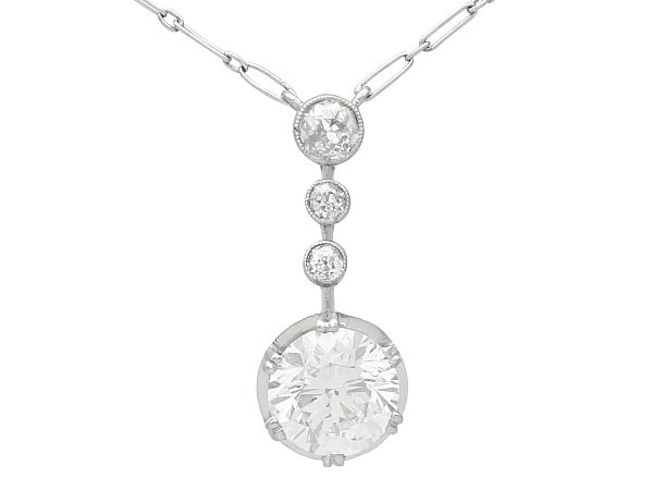 Antique Diamond Drop Pendant Necklace 