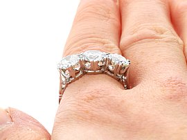 1950s Three Stone Diamond Ring Close Up