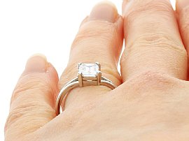 Close Up Emerald Cut Diamond Engagement Ring UK