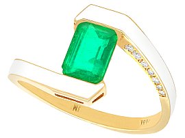 Vintage Emerald and Enamel Ring with Diamonds
