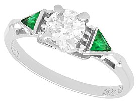 Vintage Diamond and Emerald, 18ct White Gold Trilogy Ring