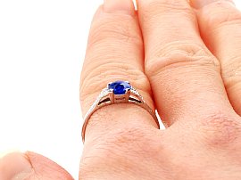 Sapphire and Diamond Dress Ring on the Finger