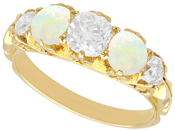 Opal and Diamond Half Eternity Ring