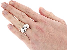 Wearing Diamond Cluster Ring in Platinum