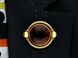 Wearing Image for Smoky Quartz Brooch in Gold