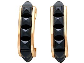 Vintage 8.80ct Black Onyx Earrings in 18ct Rose Gold