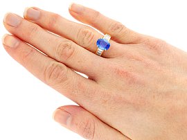 Wearing Vintage Unheated Blue Sapphire Ring with Diamonds 