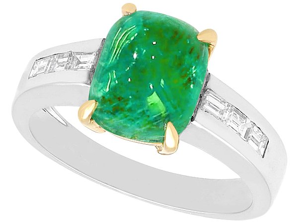 Vintage Emerald Solitaire Ring White Gold