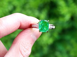 Vintage Emerald Solitaire Ring White Gold Outside