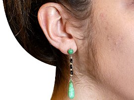 Jade Drop Earrings with Onyx
