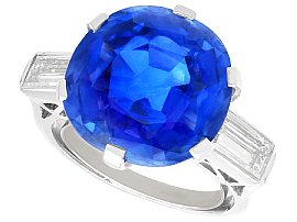 Untreated 8.89ct Ceylon Sapphire and Diamond Ring in Platinum