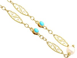 Gold Pearl and Turquoise Necklace
