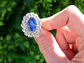 Vintage Blue Sapphire and Diamond Cluster Ring Outside 
