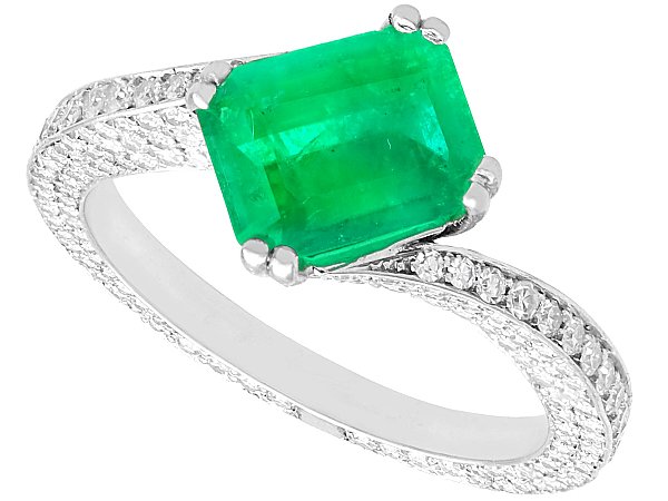 Vintage Emerald Ring with Diamond Band