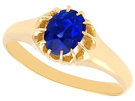 Edwardian 1.42 ct Basaltic Sapphire Ring in Yellow Gold