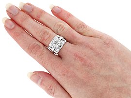 Chunky Art Deco Diamond Ring Wearing 