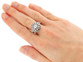 Wearing 1920s Circular Diamond Ring for Sale 