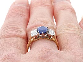 Details Blue Oval Sapphire and Diamond Ring