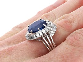 Wearing Vintage Sapphire Ring with Baguette Diamonds