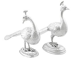 Indian Silver Peafowl Bird Ornaments - Antique Circa 1890